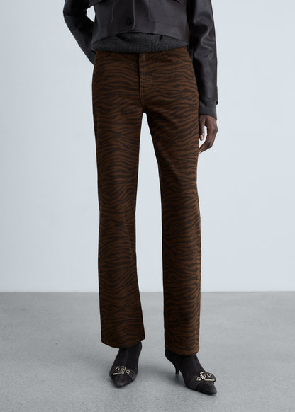 Zebra print straight jeans
