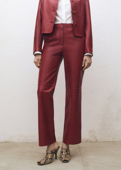 Straight-fit leather trousers