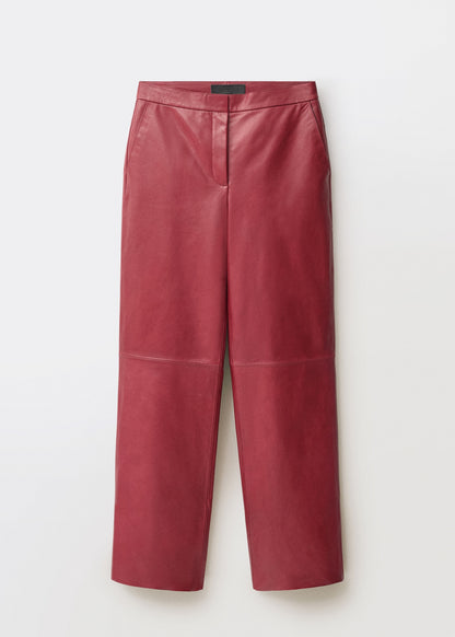 Straight-fit leather trousers