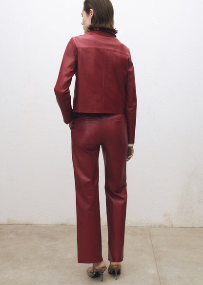 Straight-fit leather trousers