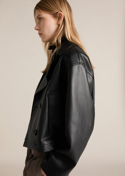 Leather effect crop jacket