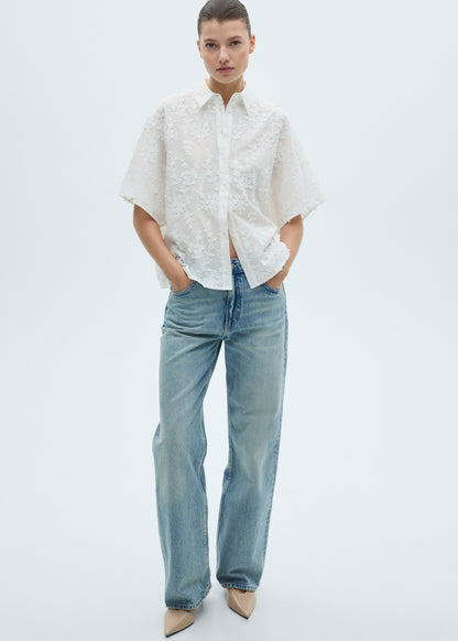 Short-sleeved embroidered shirt