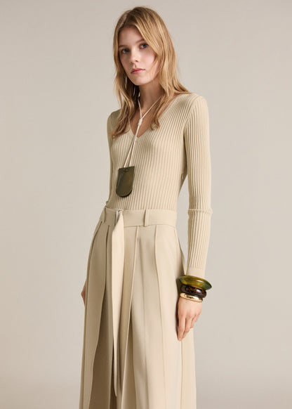 Combined woven dress with belt