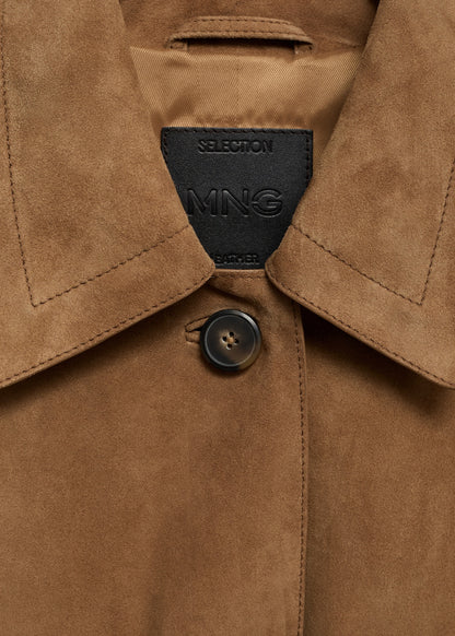 Chest-pocket suede jacket