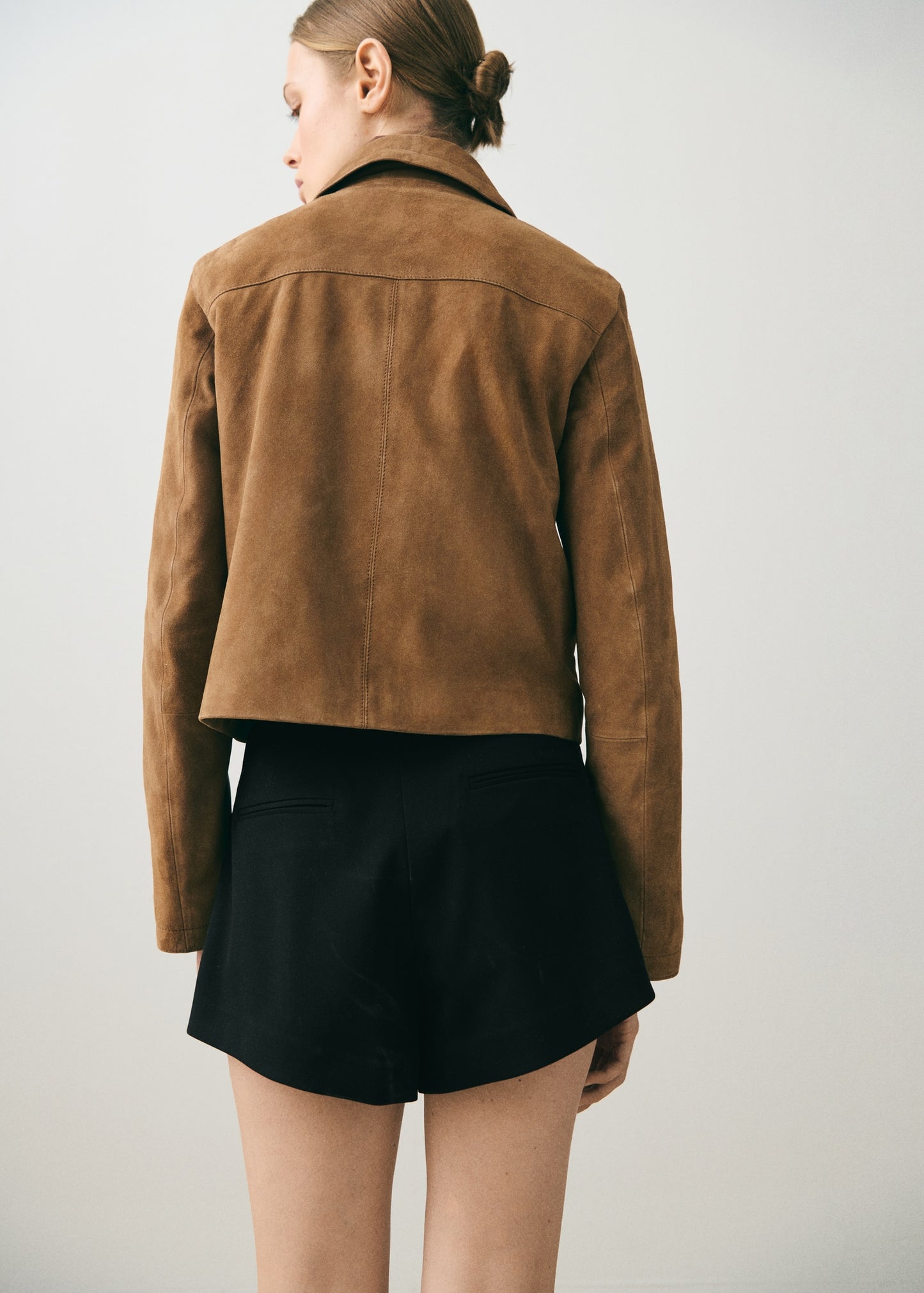 Chest-pocket suede jacket