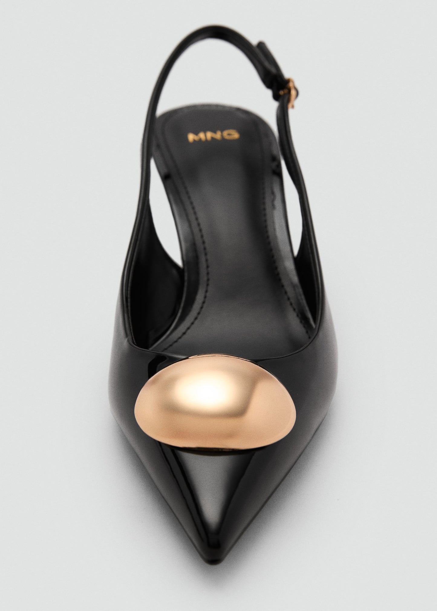 Kitten-heel shoes with metallic decoration