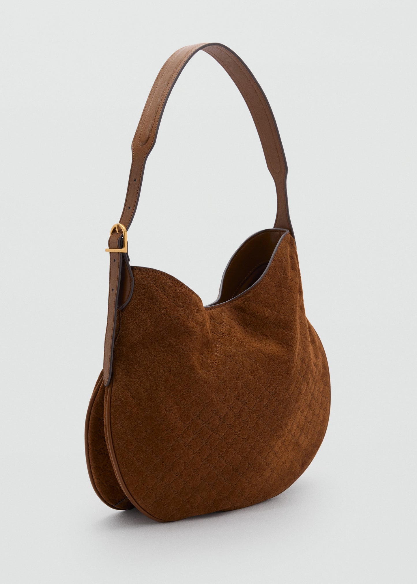 Suede shoulder bag with logo print