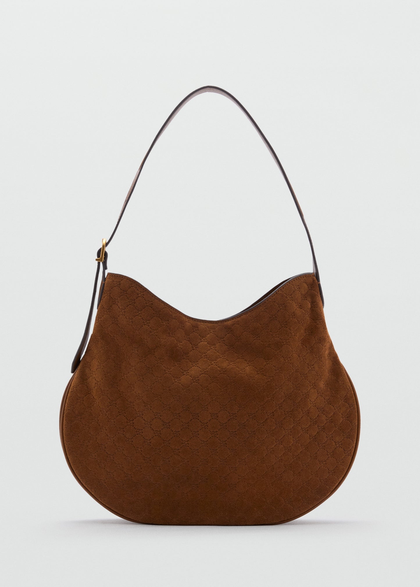 Suede shoulder bag with logo print