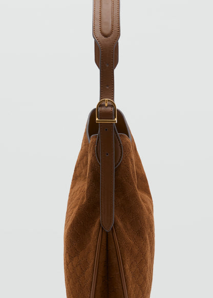 Suede shoulder bag with logo print