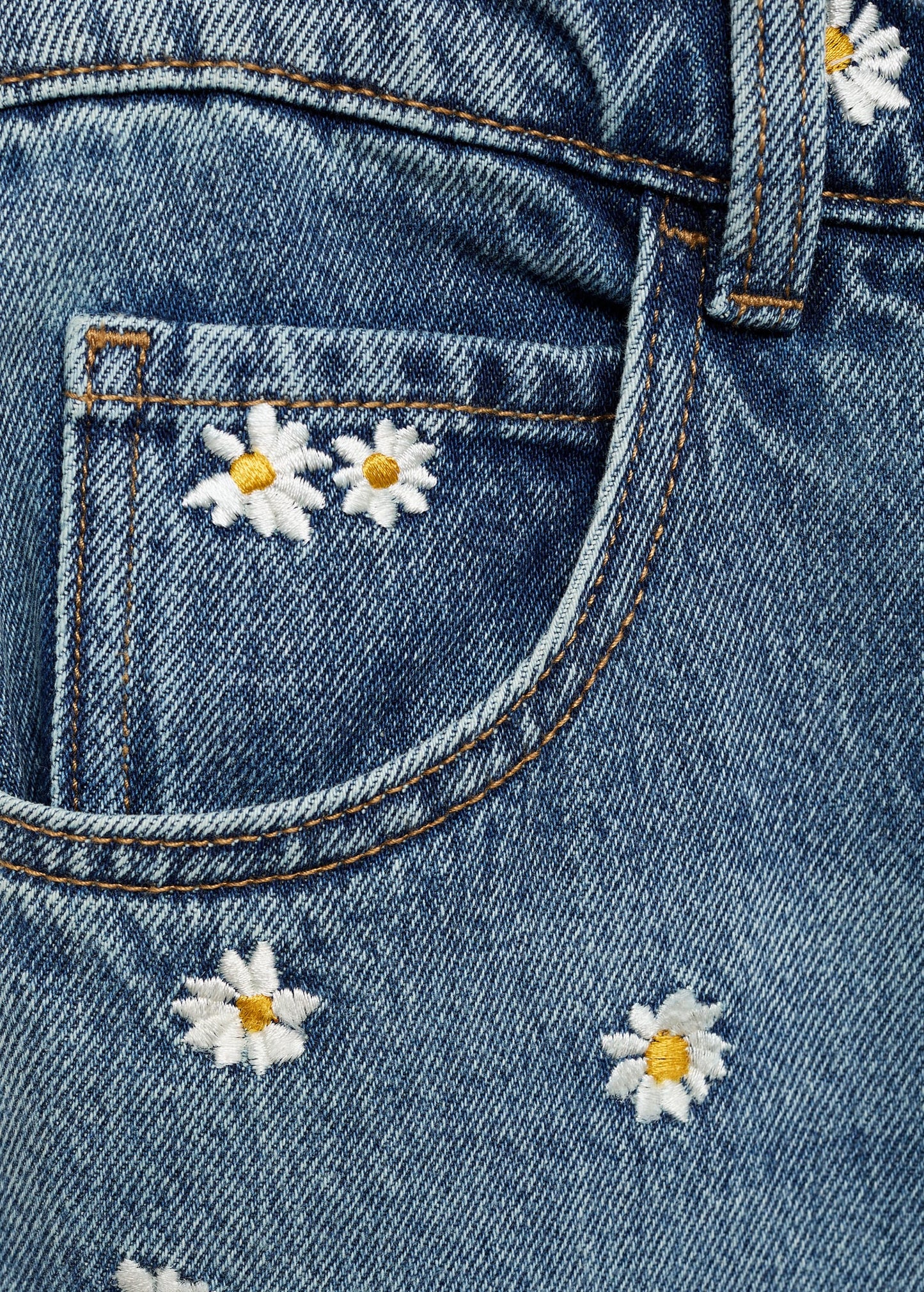 Flower embroidered wideleg jeans