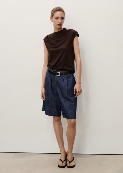 Rinse-wash denim bermuda shorts