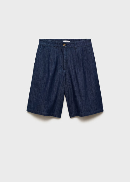 Rinse-wash denim bermuda shorts