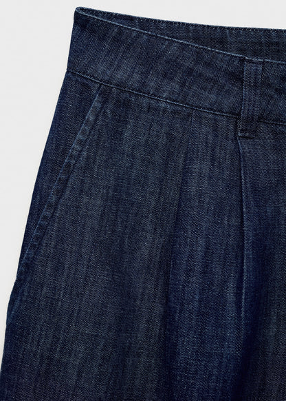Rinse-wash denim bermuda shorts