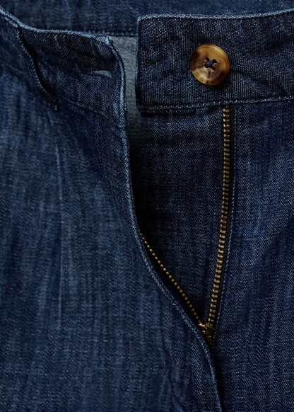 Rinse-wash denim bermuda shorts