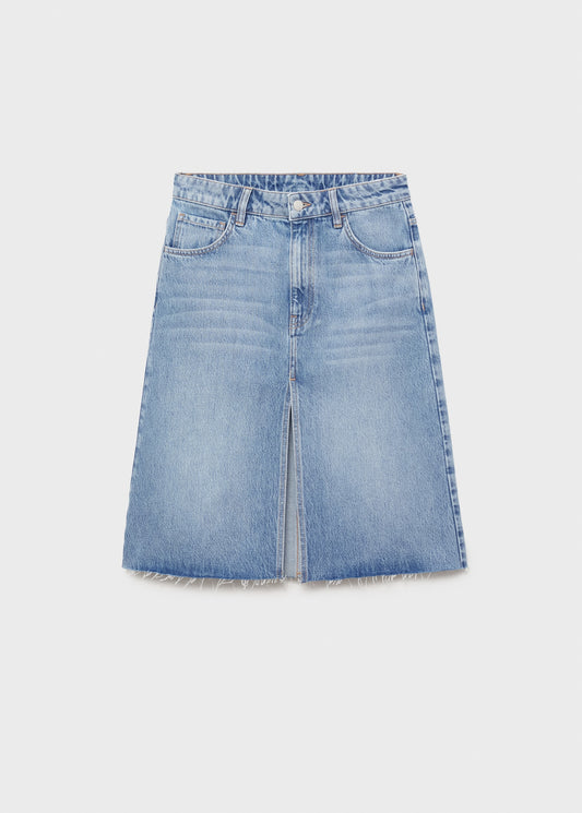 Denim midi-skirt