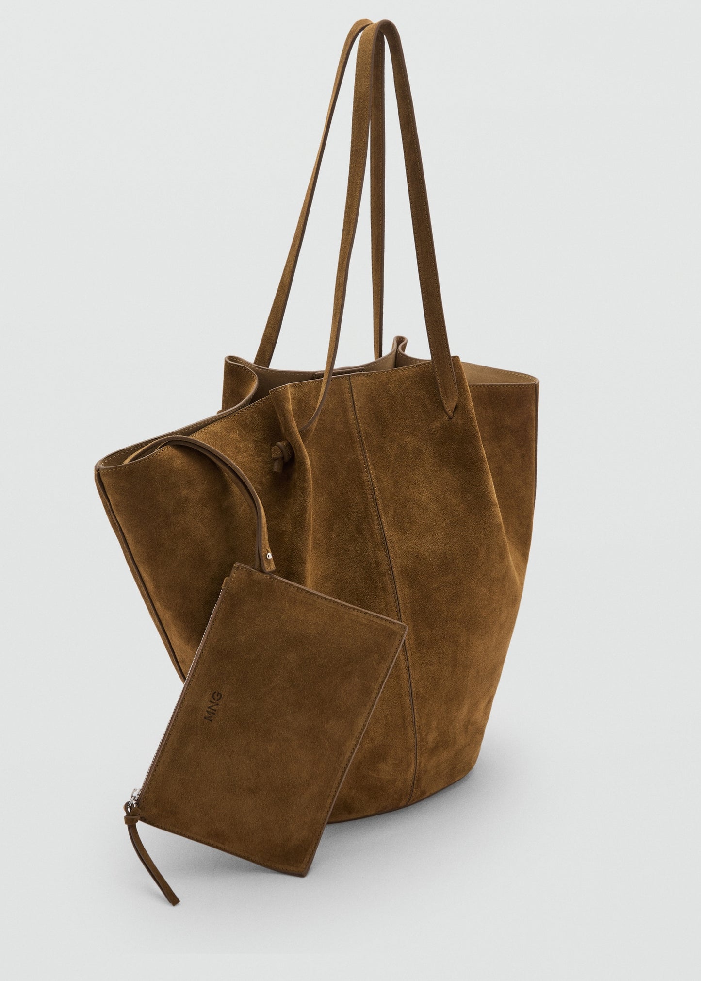 Suede leather shopper bag