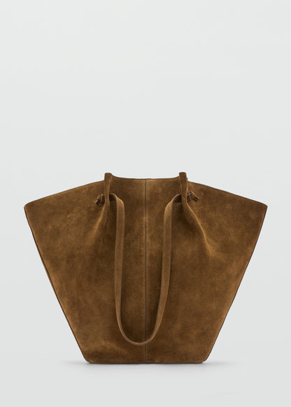 Suede leather shopper bag