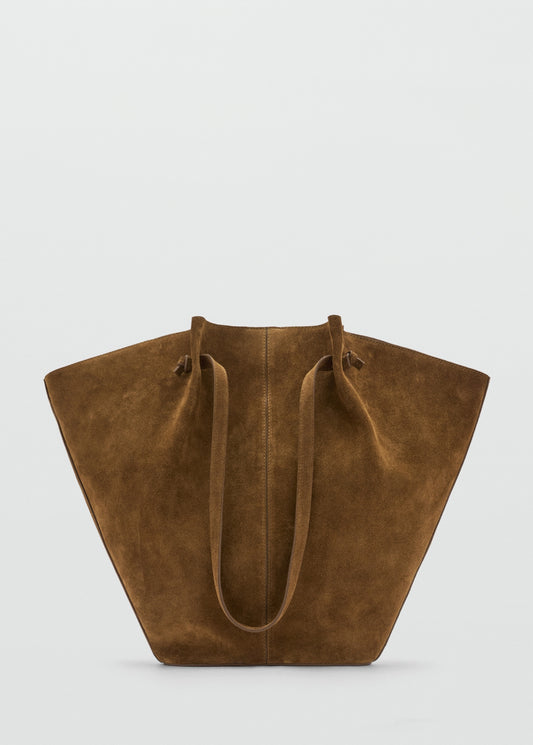 Suede leather shopper bag