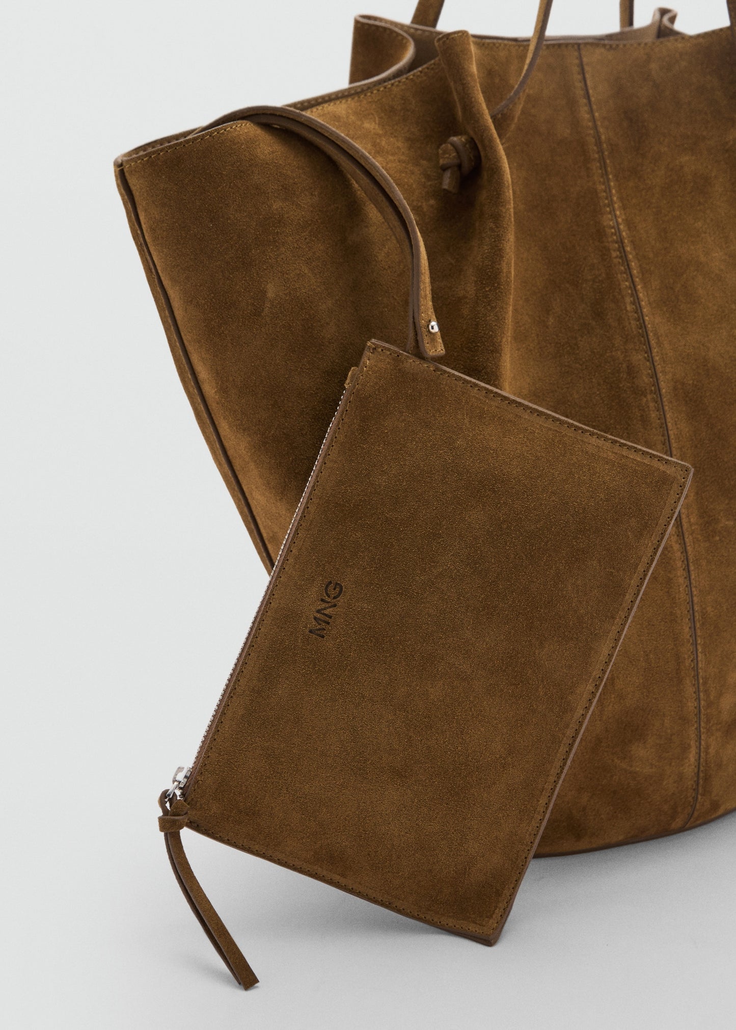 Suede leather shopper bag