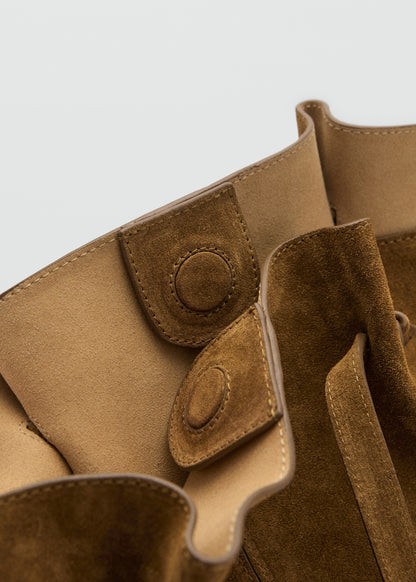 Suede leather shopper bag