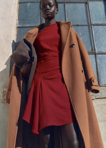 Asymmetric draped gown