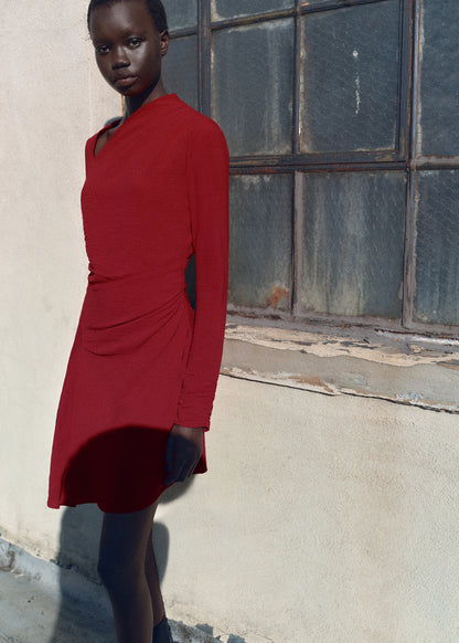 Asymmetric draped gown