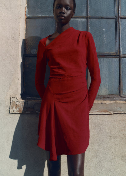 Asymmetric draped gown