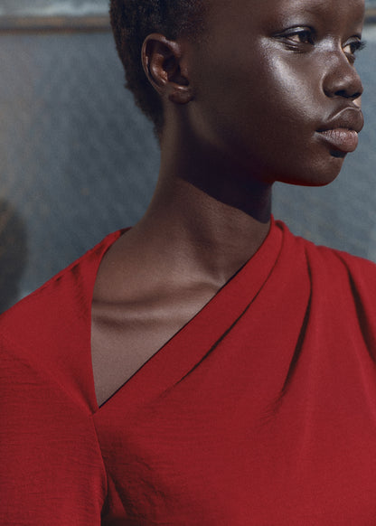 Asymmetric draped gown