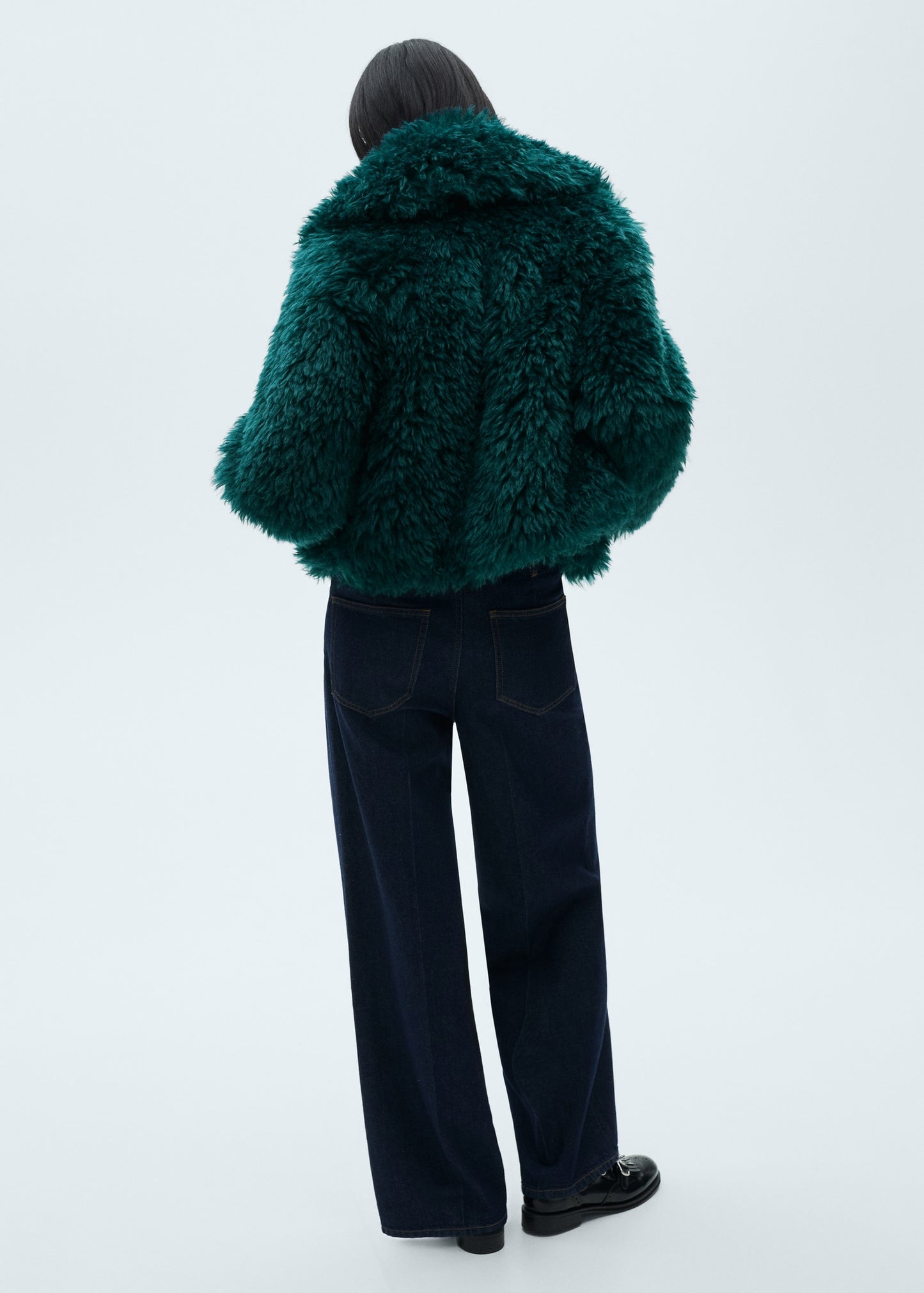 Fur effect coat with lapels