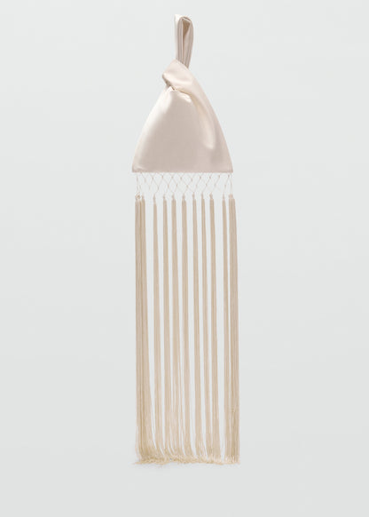 Satin handbag with fringe finish