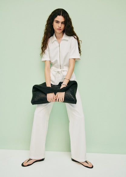 Denim jumpsuit belt