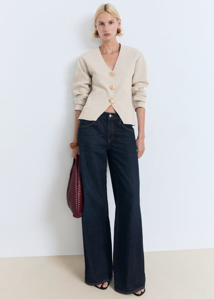 Fine knit jacket with jewel buttons