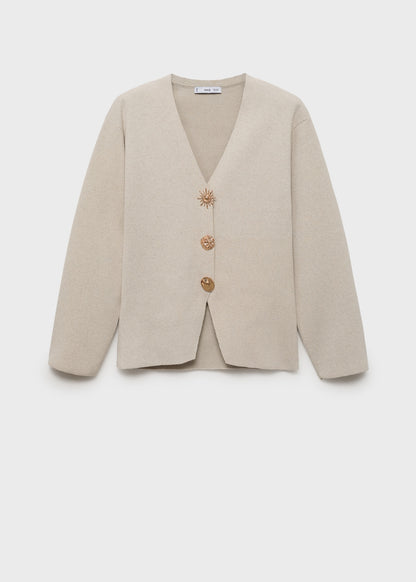 Fine knit jacket with jewel buttons