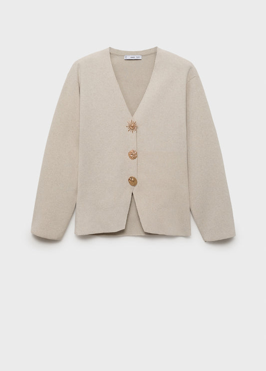 Fine knit jacket with jewel buttons