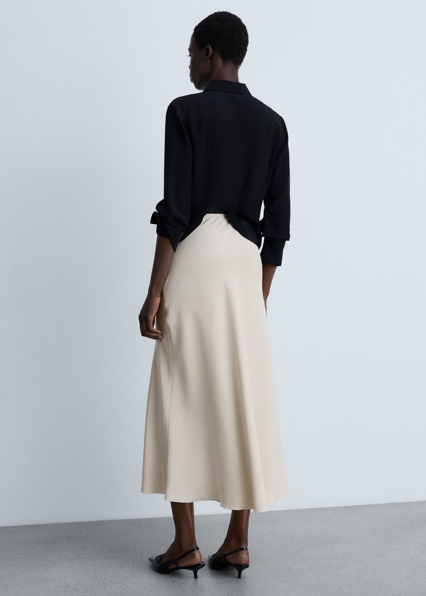 Midi satin skirt