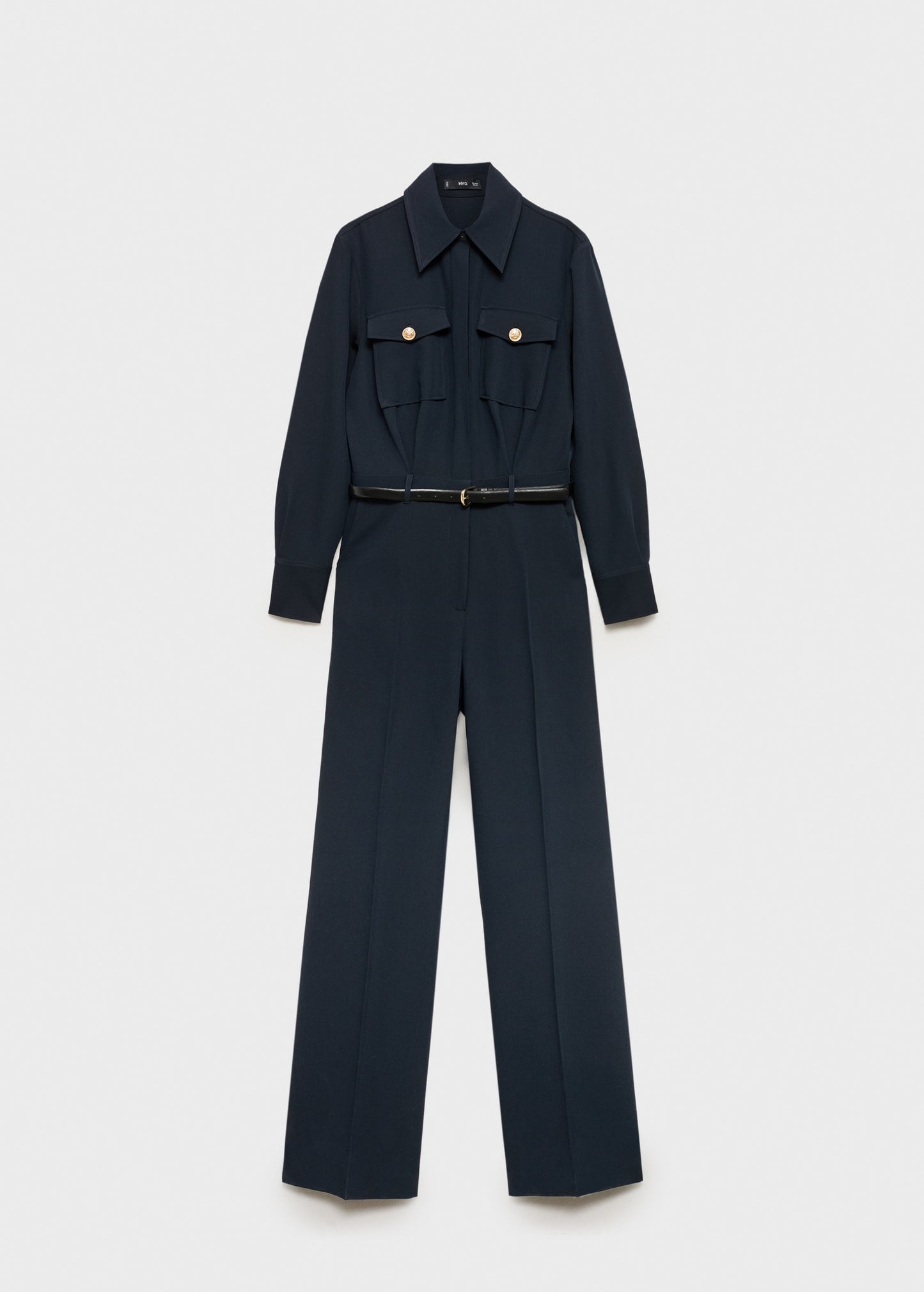 Straight jumpsuit with belt