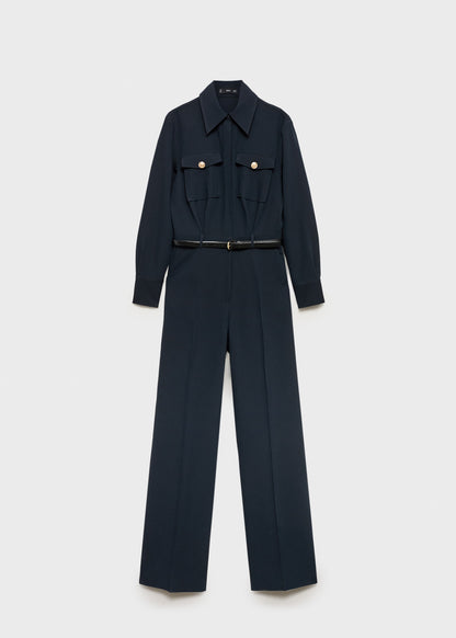 Straight jumpsuit with belt