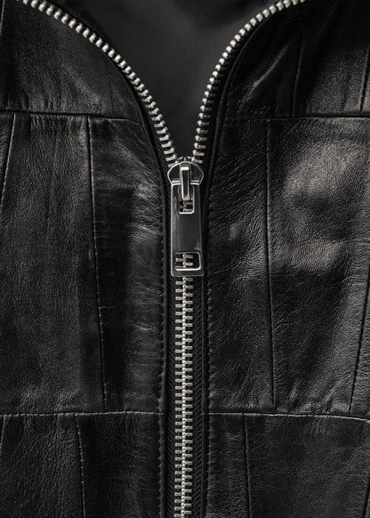 Oversized patchwork leather coat