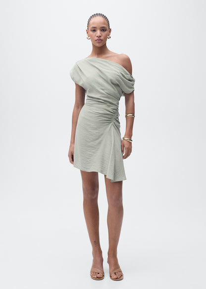 Asymmetrical draped short dress