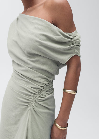 Asymmetrical draped short dress