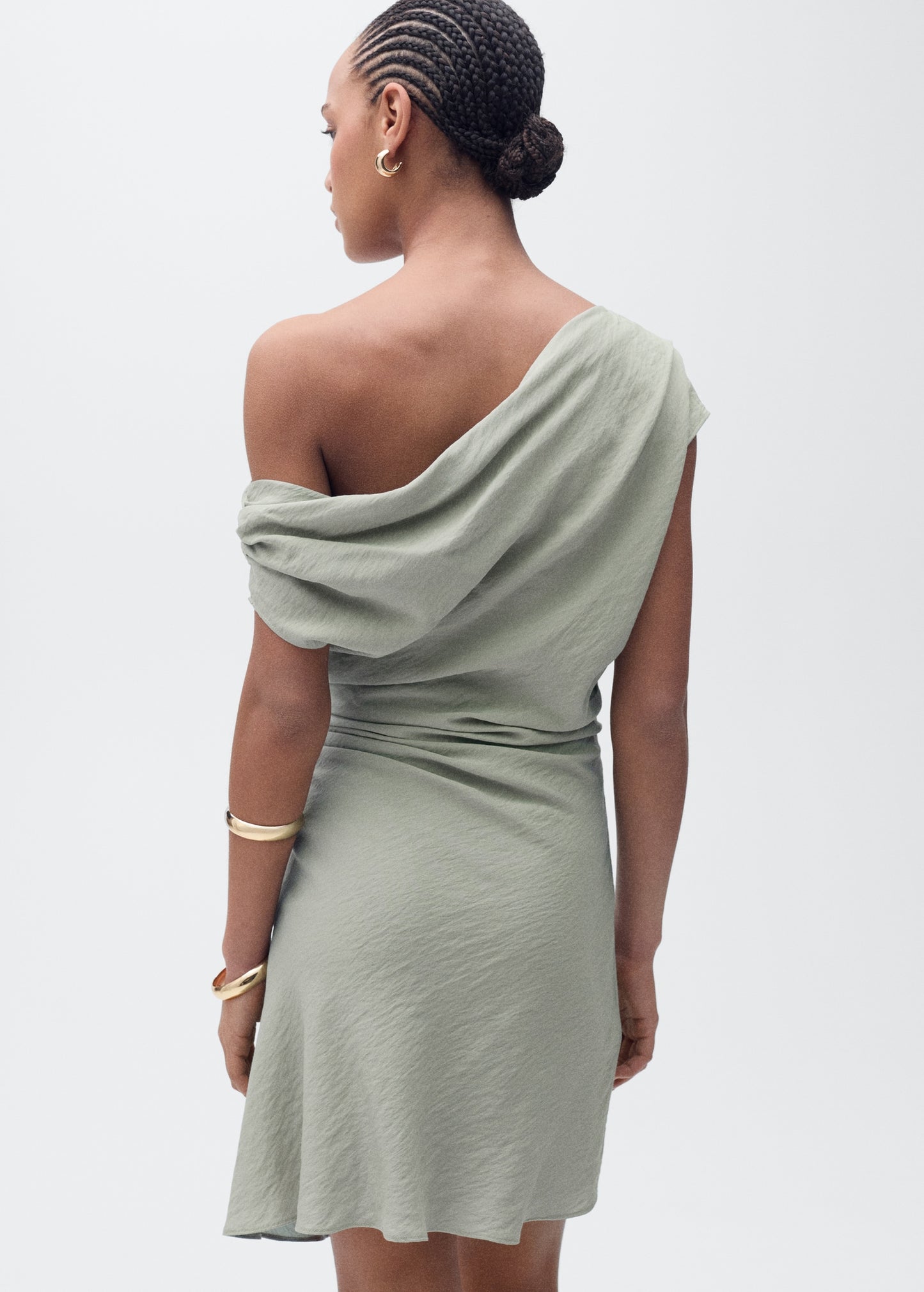 Asymmetrical draped short dress