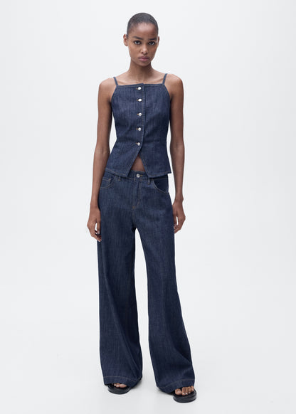Buttoned denim top