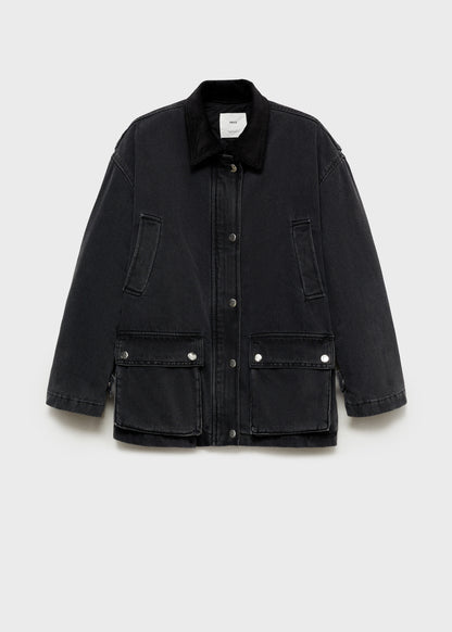 Jacket with corduroy collar pockets