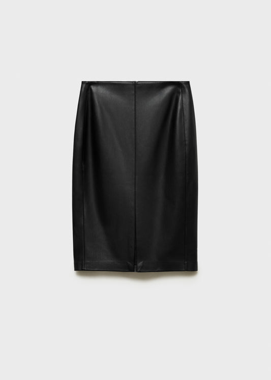 Faux-leather pencil skirt