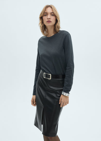 Faux-leather pencil skirt