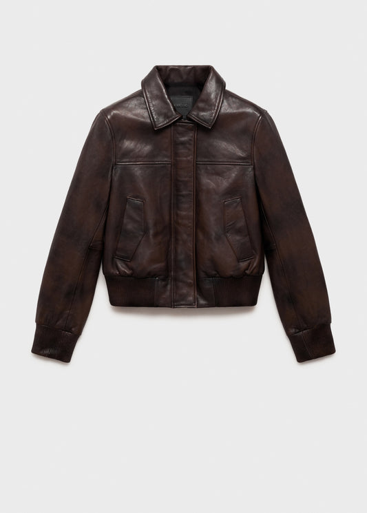 100% leather bomber jacket