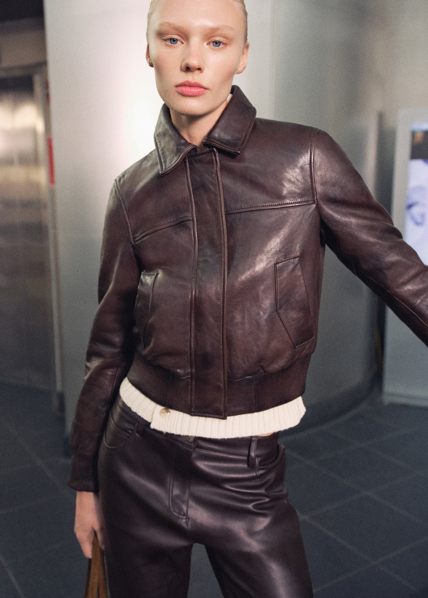 100% leather bomber jacket