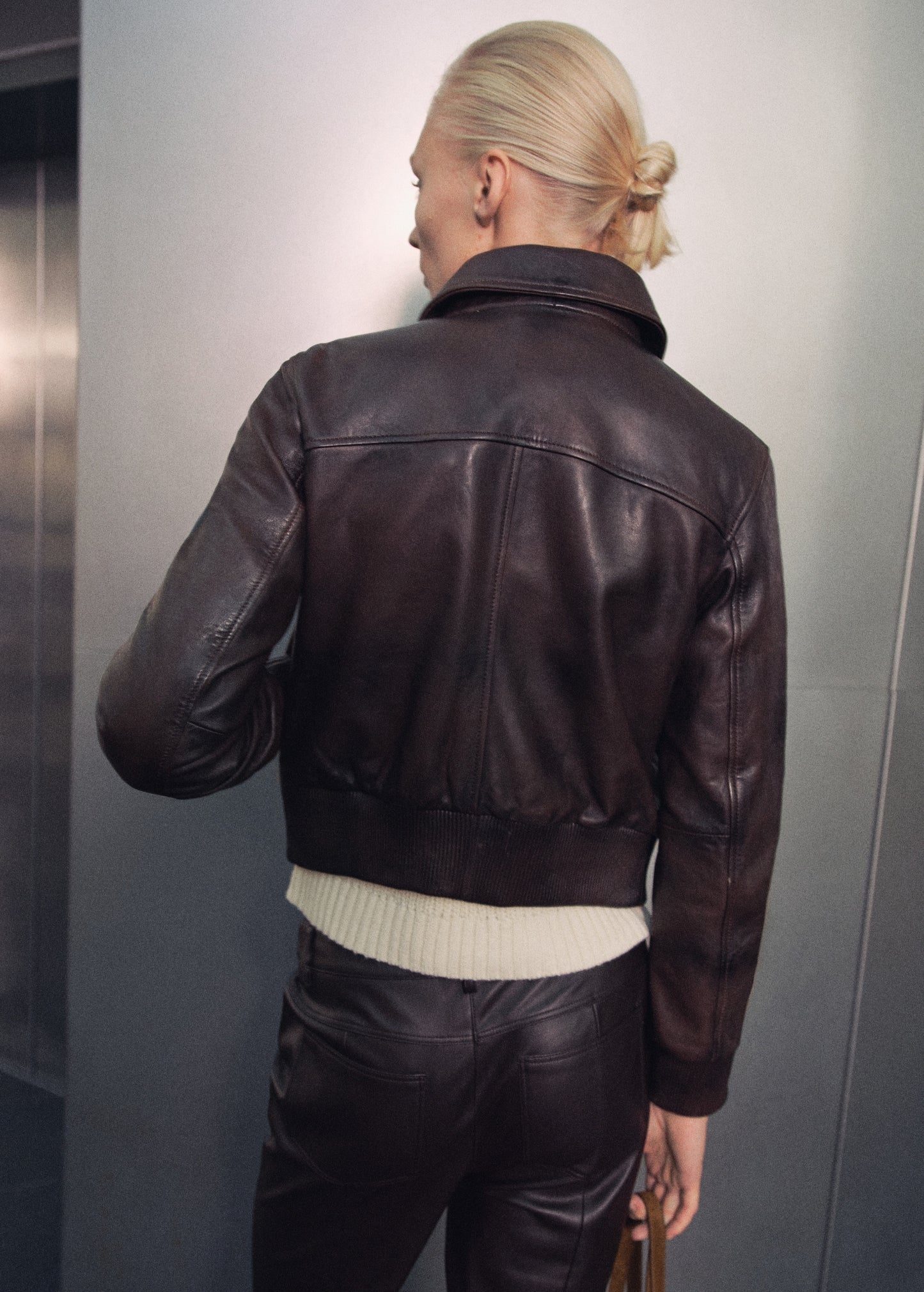 100% leather bomber jacket