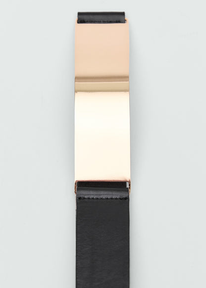 Maxi leather belt with metallic detail