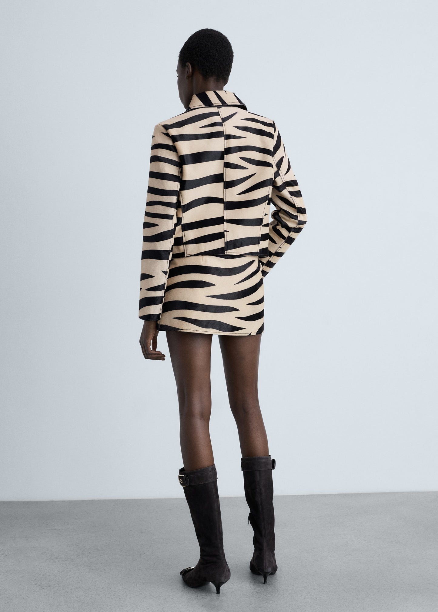 Zebra-print fur jacket